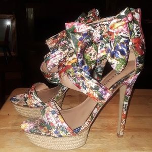 Multi-colored strappy high heel sandal